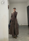 Mutedance 24 Autumn and Winter Button Slim Fit Wool Long Coat MD-MD24FW14-BROWN